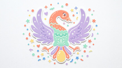Naklejka premium Sankofa Bird Pastel Sticker for Heritage Learning Art