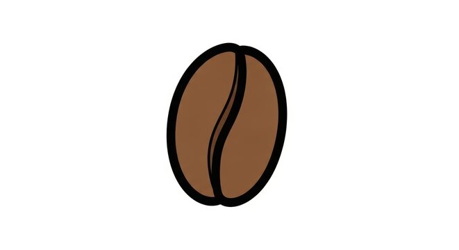 Single Roasted Coffee Bean Illustration Isolated on White Background.