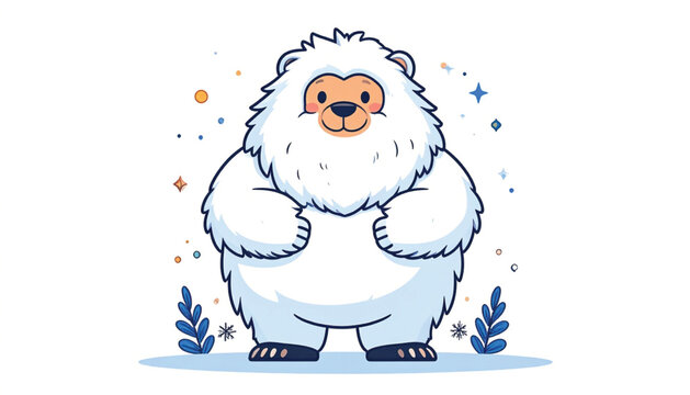 Cartoon Yeti Standing on Ground.