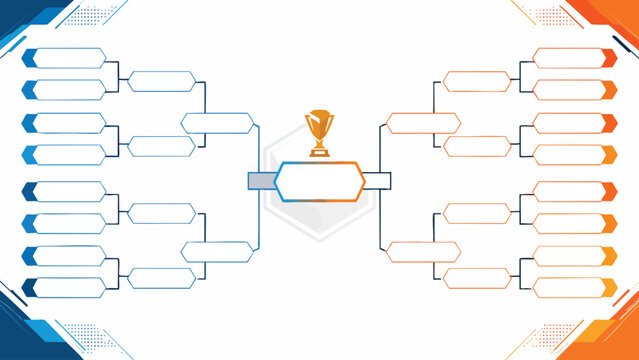 Football Predictor Chart with match prediction bracket template and trophy icon on white background
