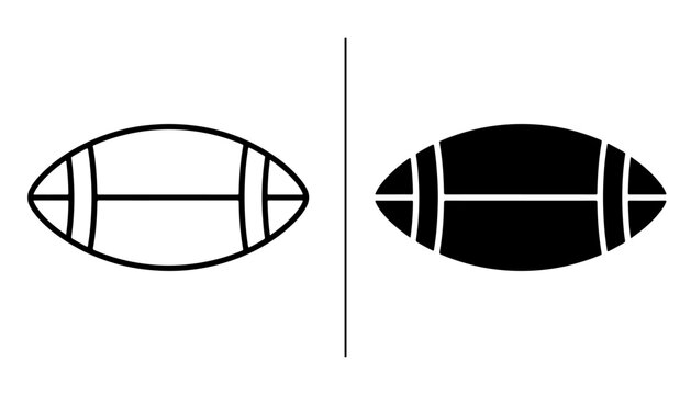 American Football Icon Comparison: A graphic comparison showcasing the outline and filled silhouette of an American football, representing the sport in both minimalist and bold visual styles.
