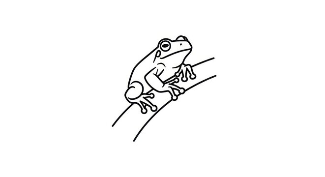Frog sitting on a branch illustration.