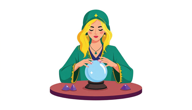 Woman Looking into Crystal Ball.