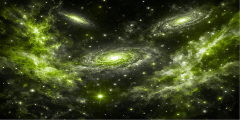 Abstract galaxy space background with bright stars and blue nebula in the deep universe night sky © Aiman