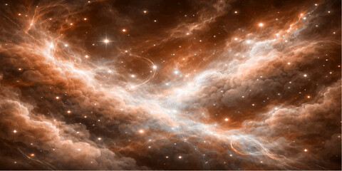 Abstract galaxy space background with bright stars and blue nebula in the dark universe sky © Aiman