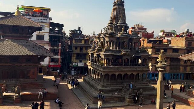 one of the biggest temple in kathmandu in nepal. the patan darbar square