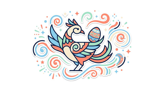 Sankofa Bird Looking Back at Decorated Egg for Cultural Design