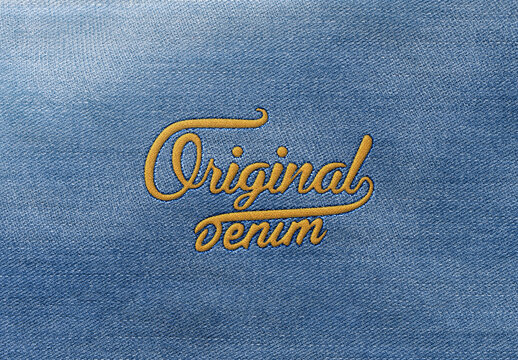 Denim Embroidery Logo & Text Effect