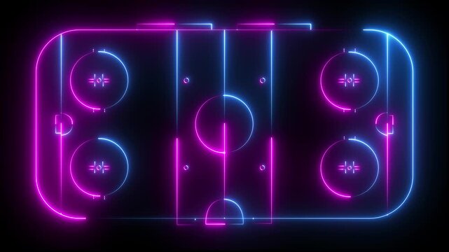 ice Hockey sports court icon animation on black background. futuristic digital icon video of a high-tech ice Hockey sports court .Motion graphic of concept animation 4k video