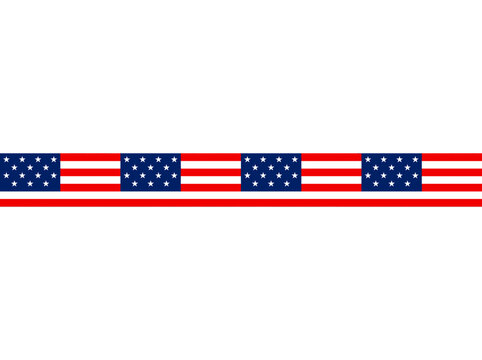 Seamless Repeating Border Pattern Featuring American Flag Elements Red White Blue Stars Stripes Isolated on White Background