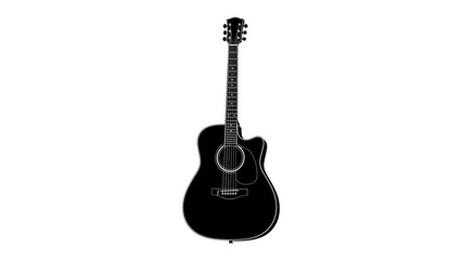 Black Acoustic Guitar: A sleek black acoustic guitar stands ready for music, showcasing its classic design and potential for beautiful melodies. © mojahedh