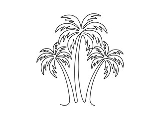 Obraz premium Minimalist Coconut Palm Trees Silhouette Line Art Vector Illustration