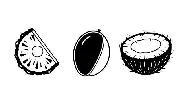Black and white vector illustration of coffee beans and cup.