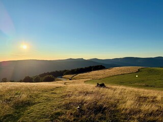 Golden hour sunset over the high pastures of the Schnepfenried © Mickaël LEBRET