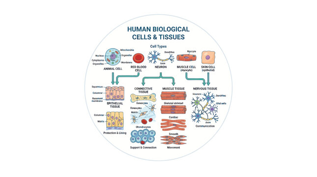 Human Biological Cells and Tissues Diagram: Anatomy, Histology, and Medical Science