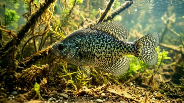 black crappie underwater close up in lake of the ozarks missouri video