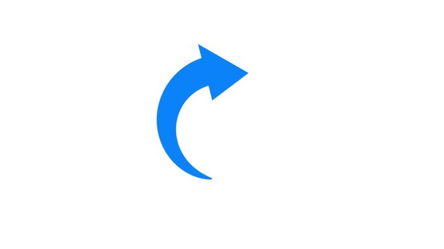 refresh icon arrow illustration on white background. Flat illustration showing a blue refresh icon with a circular arrow on a white background,