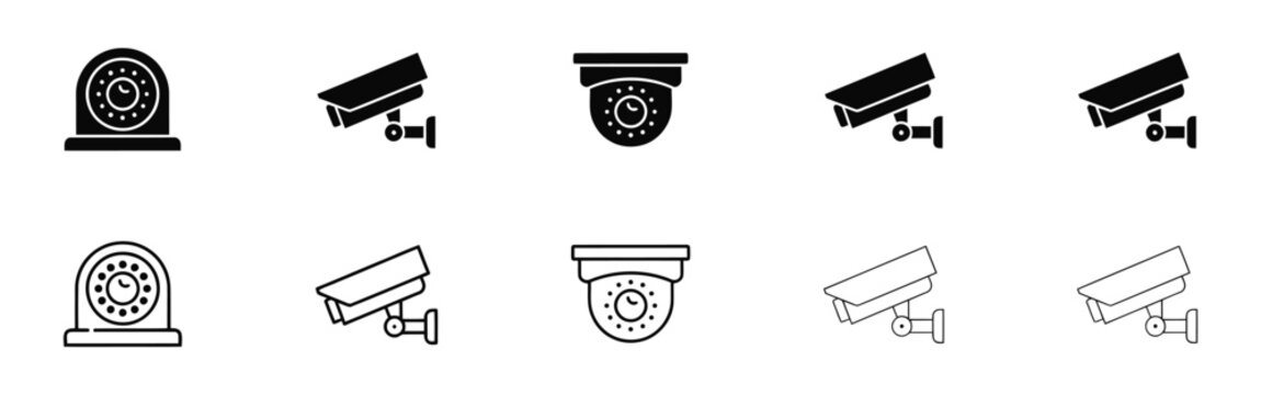 Security camera icon. CCTV vector icon set. Video surveillance CCTV camera icon. Security camera. Vector Illustration. Modern Security Camera Icon Collection for Surveillance, CCTV, and Smart Monitori