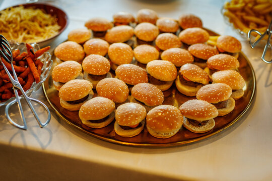 Platter of Mini Cheeseburgers Catering Fast Food Sliders