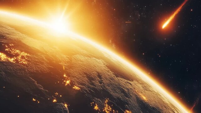 Sunrise over Earth from outer space