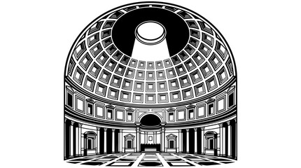 Naklejka premium Pantheon Interior Architectural Illustration.