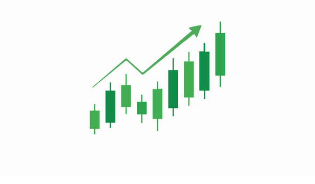 Bullish stock trading candlestick chart finance growth vector illustration