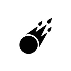 Black Meteor Icon With Flames. © dimas