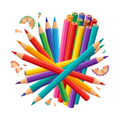 Fototapeta premium A colorful collection of sharpened pencils on a white background