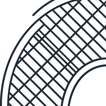 Grill grate mesh vector icon line art with black and white barbecue culinary