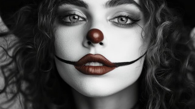 Surreal portrait with painted mustache