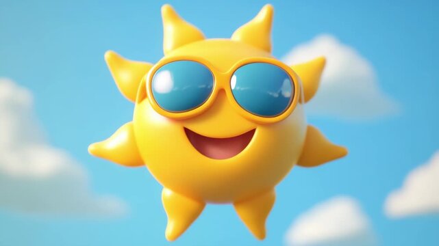 Cheerful 3D sun with sunglasses