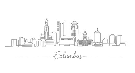 Fototapeta premium Columbus Ohio Skyline Illustration: Minimalist Line Art
