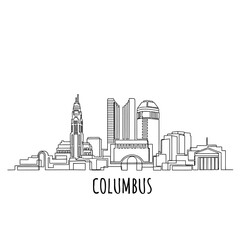 Fototapeta premium Columbus Ohio Skyline Silhouette Illustration, Minimalist Graphic Design
