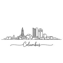 Fototapeta premium Columbus Ohio Skyline Silhouette Illustration, Minimalist Line Drawing