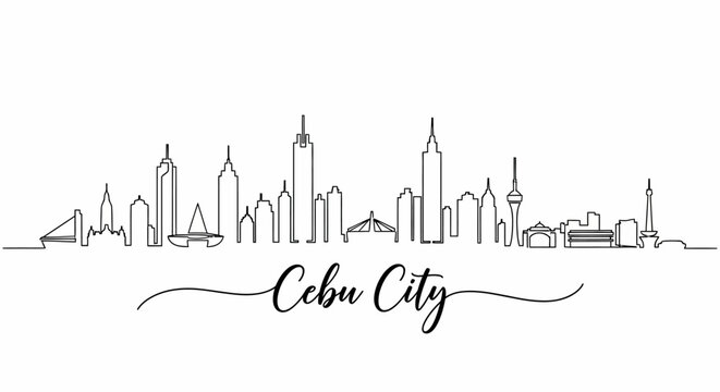 Cebu City Skyline: Minimalist Line Art Illustration