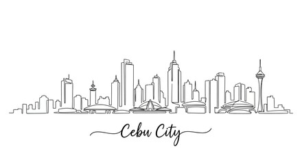 Fototapeta premium Cebu City Skyline, Philippines - Minimalist Line Art Illustration