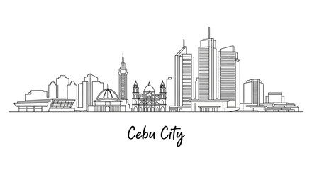 Fototapeta premium Cebu City Skyline: Architectural Line Art Illustration