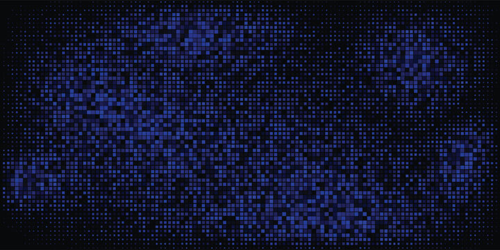 Led screen light background texture with pixel pattern. Digital tv display wall panel in blue, pink and purple gradient. Abstract bright television videowall grid vector design template with circle