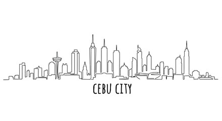 Obraz premium Cebu City Skyline Hand Drawn Illustration, Minimalist Urban Outline