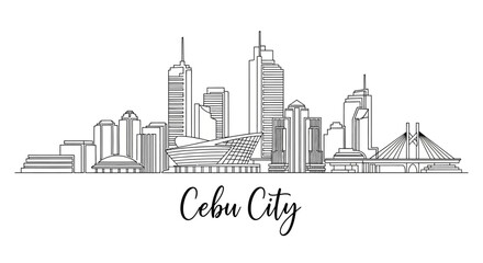 Obraz premium Cebu City Skyline Illustration: Modern Architecture Outline