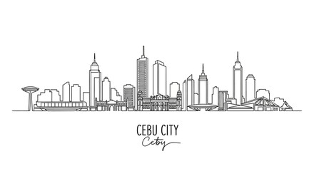 Fototapeta premium Cebu City Skyline Illustration: Modern Cityscape Outline