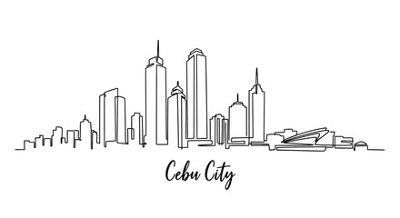Obraz premium Cebu City Skyline Line Art Illustration - Minimalist Modern Cityscape