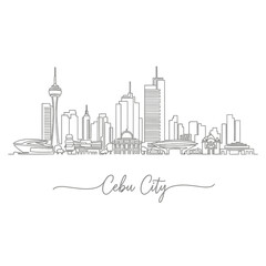 Obraz premium Cebu City Skyline Line Art Illustration - Philippines