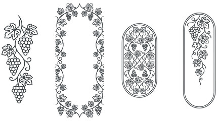 Set of grape vine decoration elements and frames design collection. © abedin