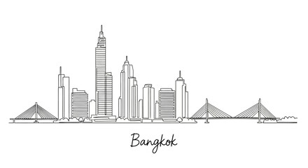 Obraz premium Bangkok Cityscape Minimalist Line Art Illustration