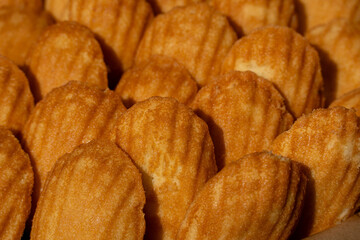 Fototapeta premium Madeleines or french tea cakes in a basket