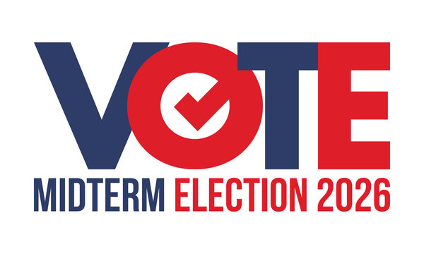 US Midterm Elections 2026. Vote 2026. Vote day. US Election. American flag Patriotic poster. Web banner. Vector illustration