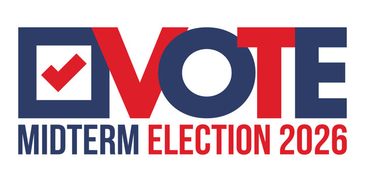 US Midterm Elections 2026. Vote 2026. Vote day. US Election. American flag Patriotic poster. Web banner. Vector illustration