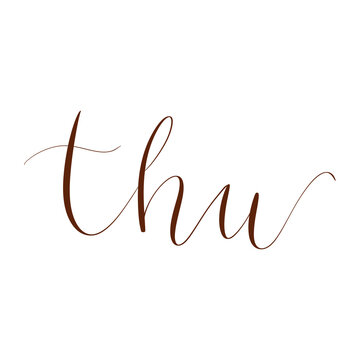 "Thu" in modern calligraphy. Handwritten. Transparent background.