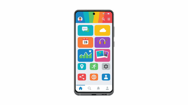 Smartphone home screen with colorful app icons